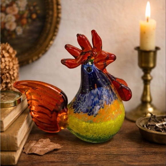 Other - Vintage Handblown Art Glass Rooster. Colorful Murano style.